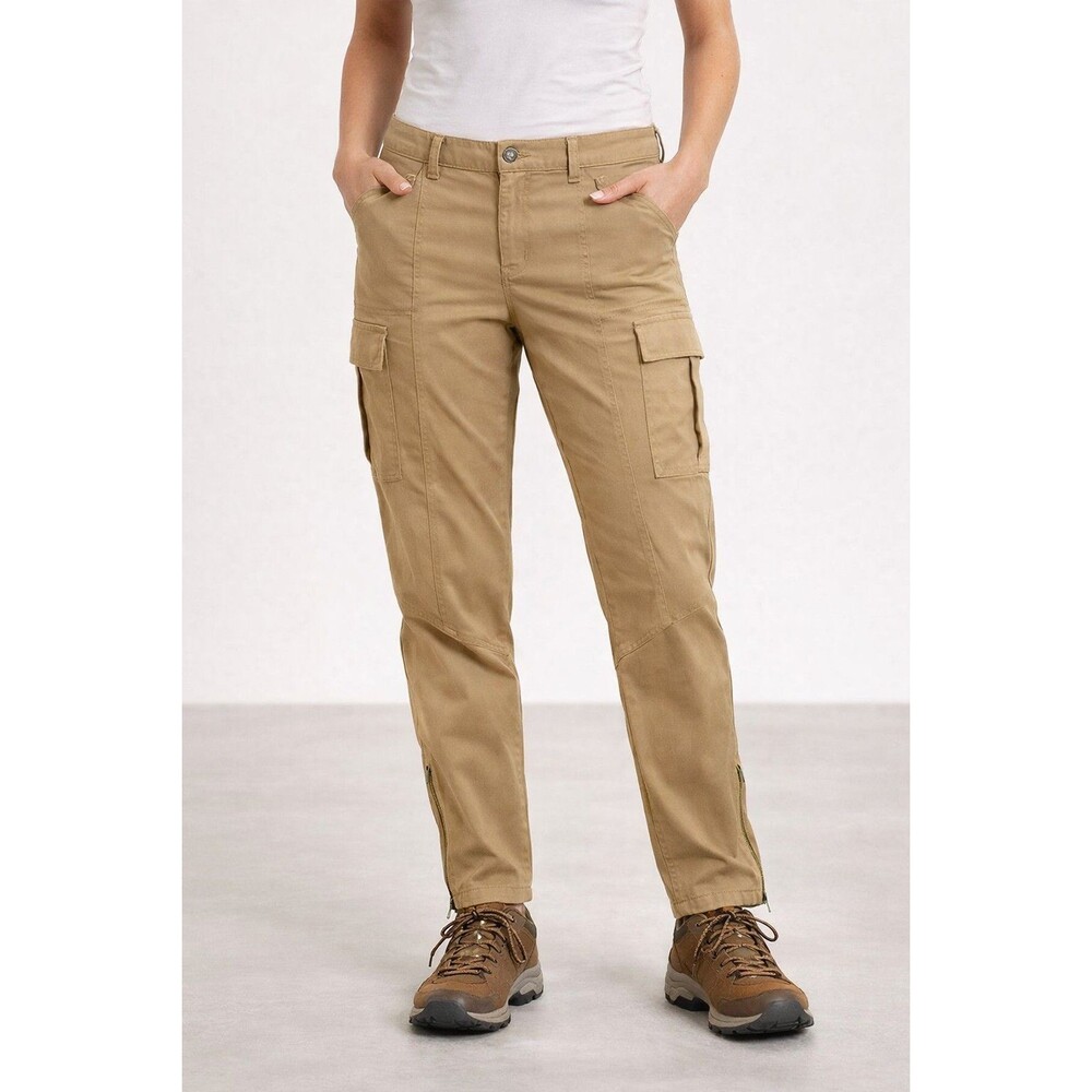 Orvis Twill Cargo Pants Women Size 16 Brown Zip Ankles Gorp core Hiking Camping